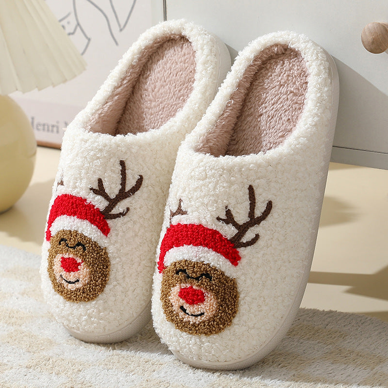 Cozy Cartoon Santa & Animal Winter Slippers for Couples