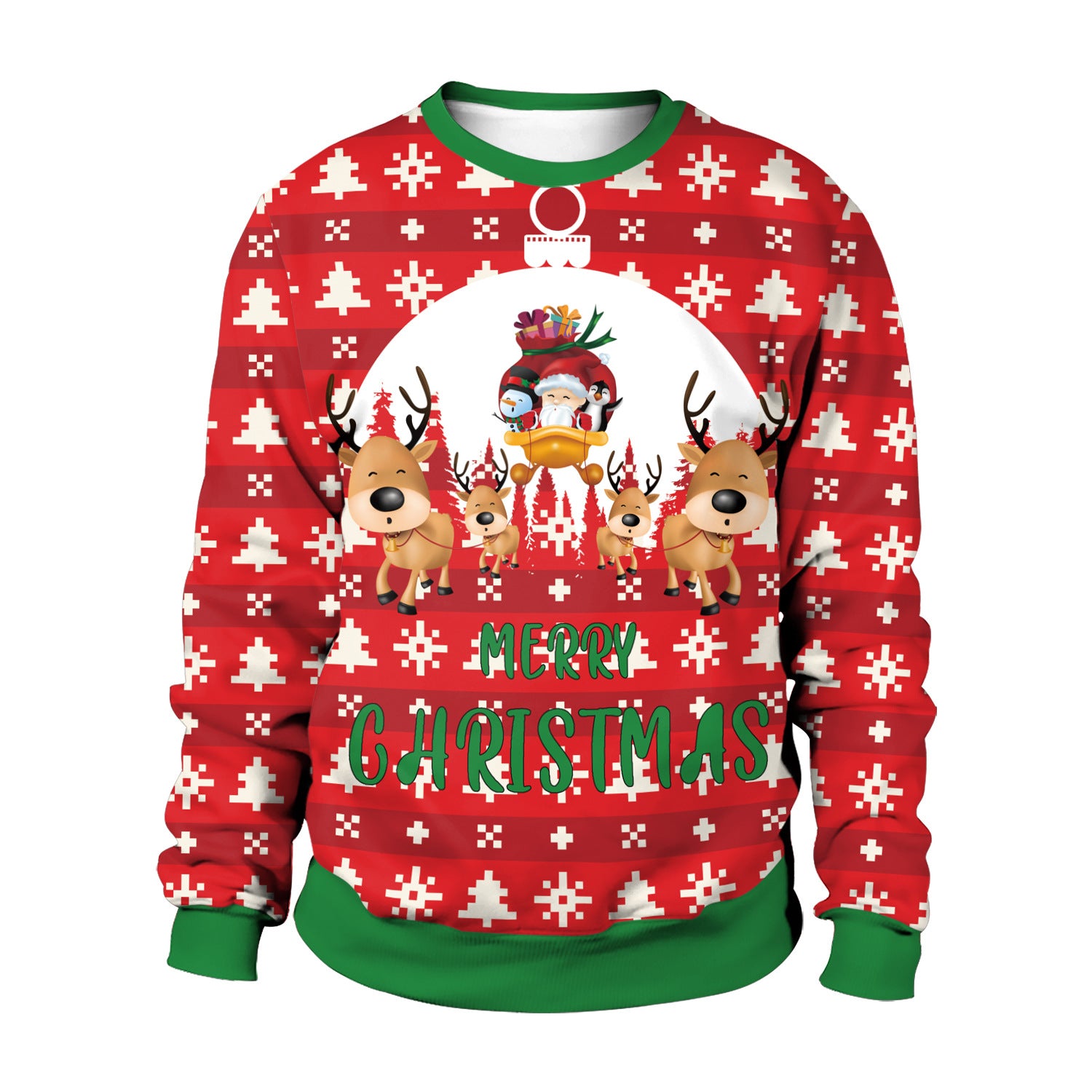 Unisex Digital Print Christmas Sweater - Polyester Top