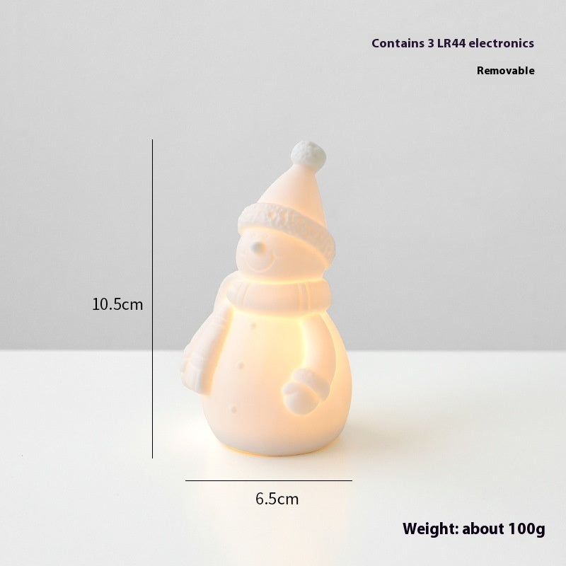 Luminous Ceramic Christmas Decor: Trees, Snowman, and Houses