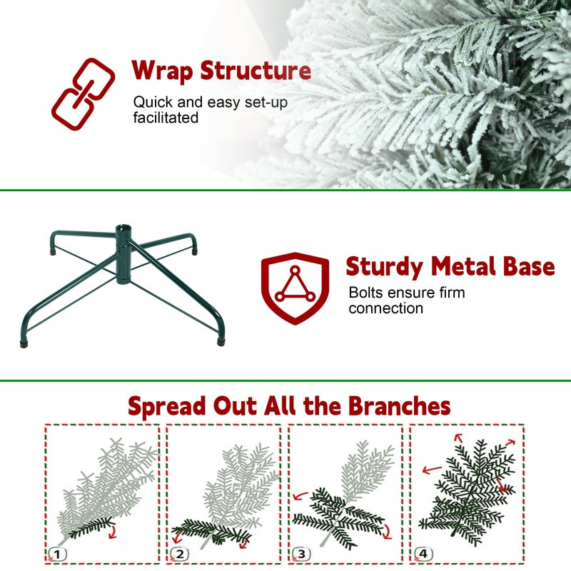 Flocked PVC Pencil Christmas Tree with 6FT & 7FT Options