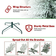 Flocked PVC Pencil Christmas Tree with 6FT & 7FT Options