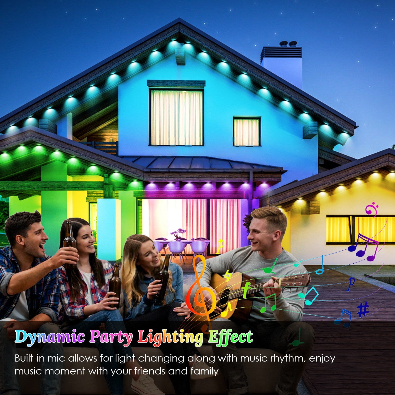 101FT Smart Outdoor RGB Lights - Waterproof & Alexa Compatible