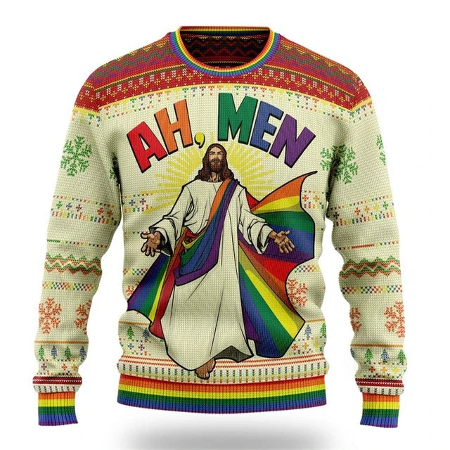 Unisex Funny Cartoon Santa Ugly Christmas Sweater Pullover