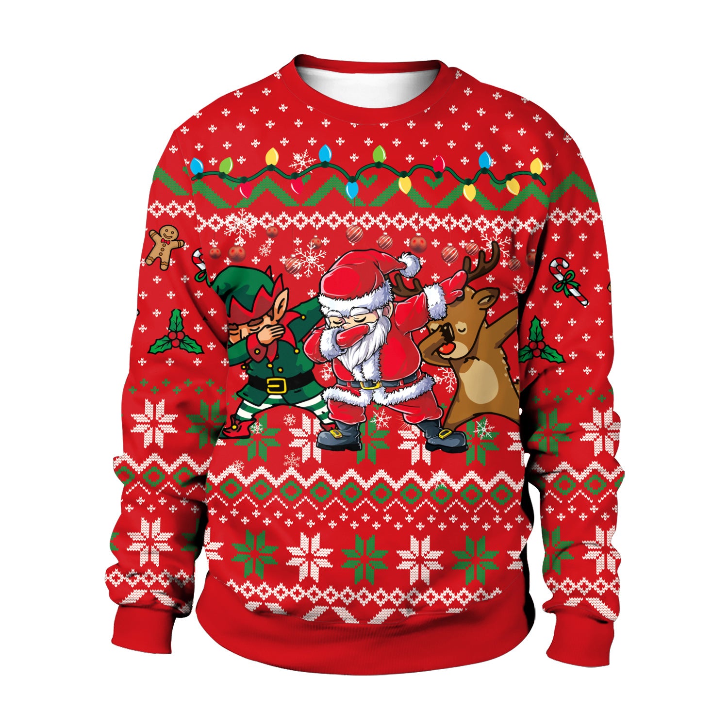 Unisex Digital Print Christmas Sweater - Polyester Top