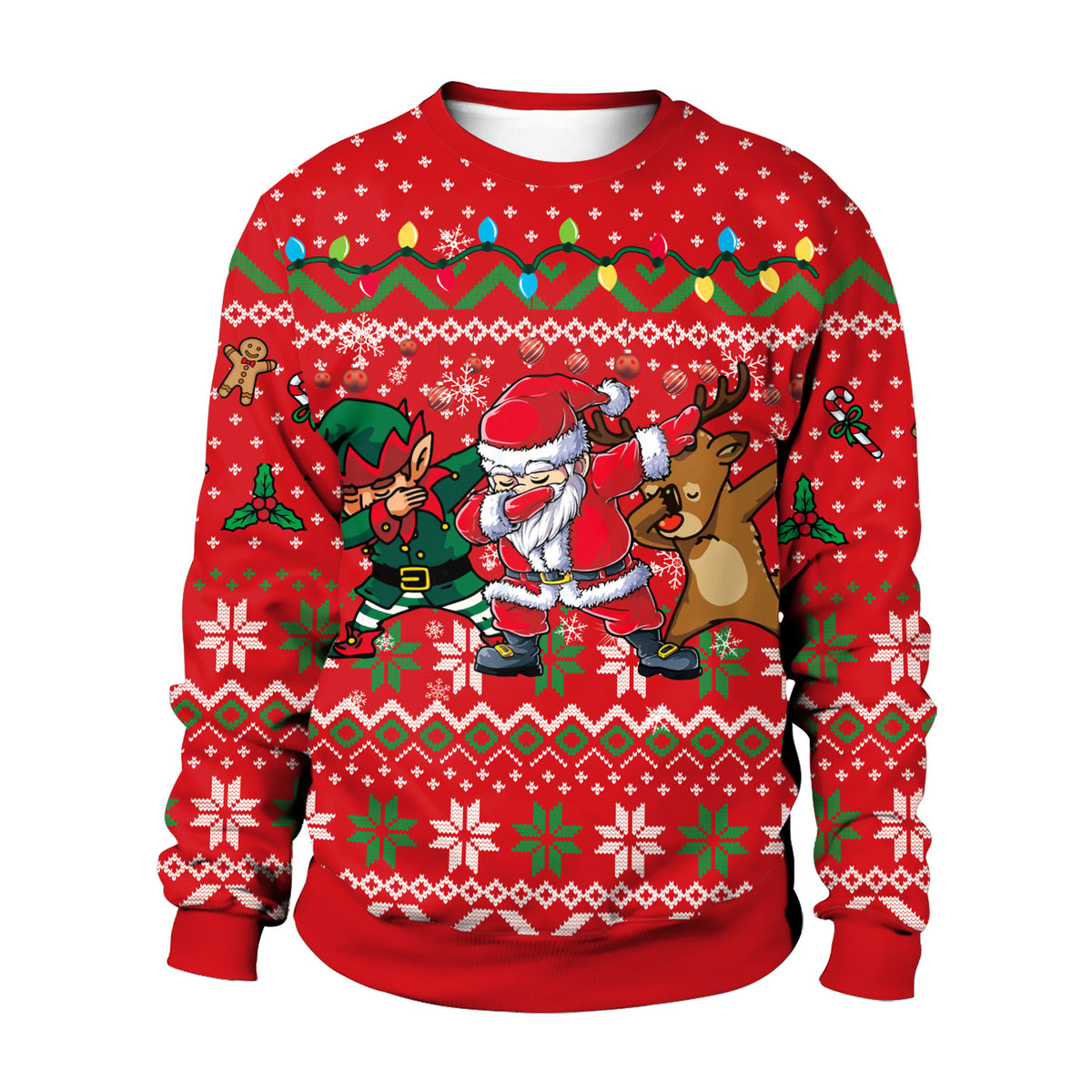 Unisex Digital Print Christmas Sweater - Polyester Top