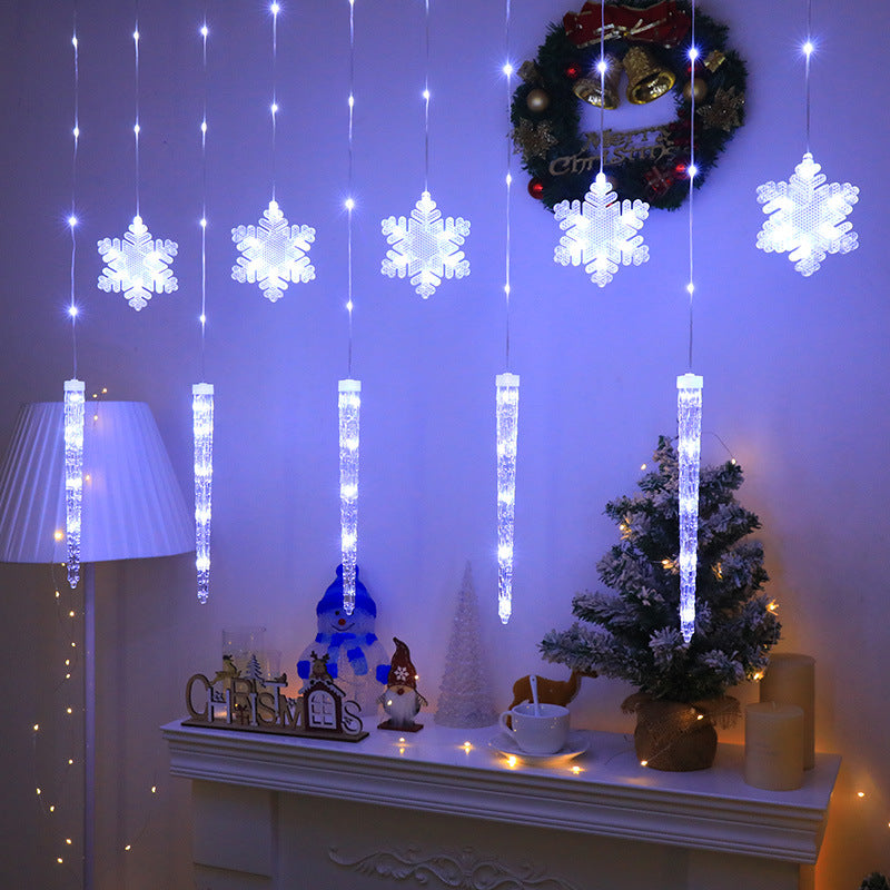 Colorful Snowflake Icicle USB Lights - 8 Modes for Christmas