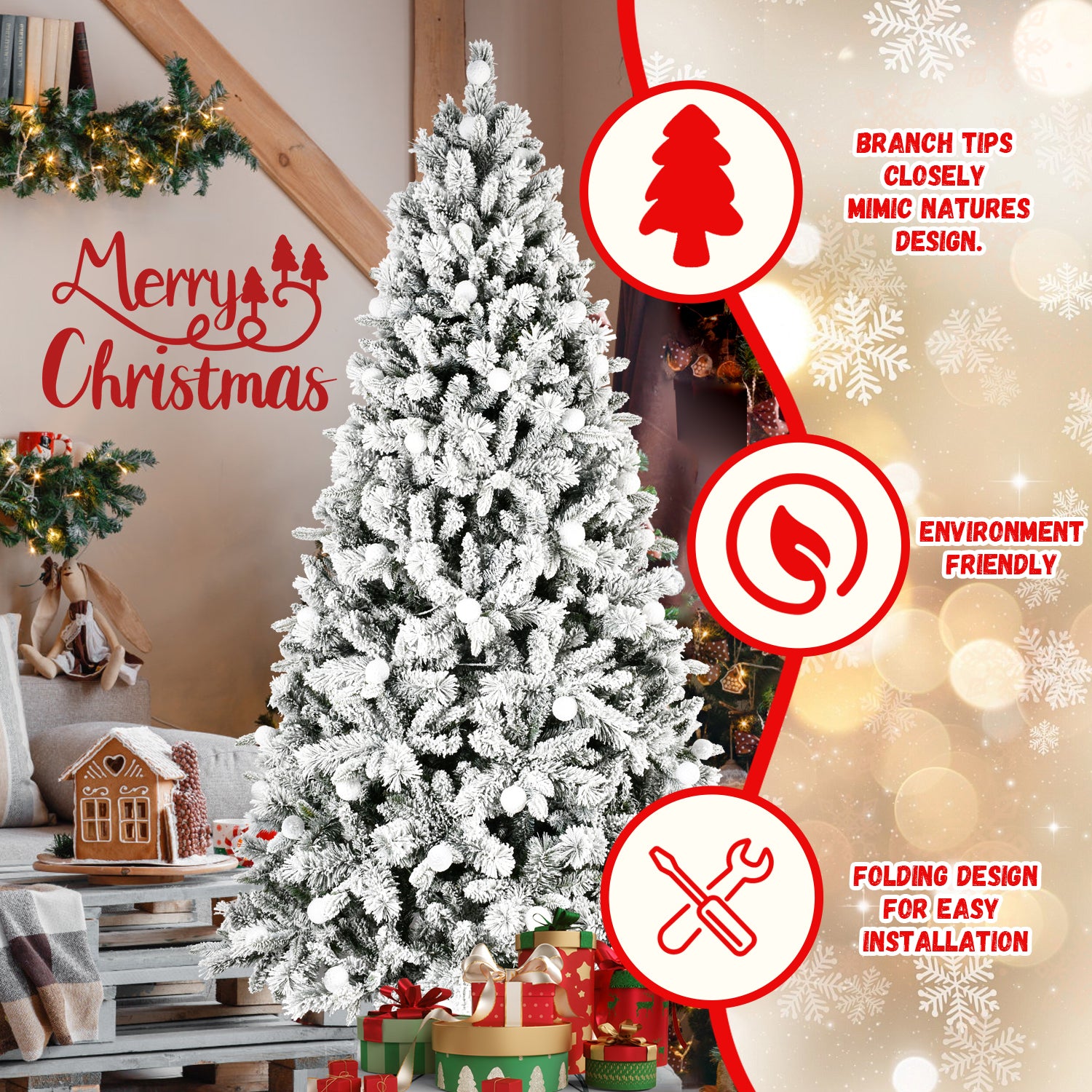 7.5ft & 8ft Mixed PVC/PE Christmas Trees with Memory Wire