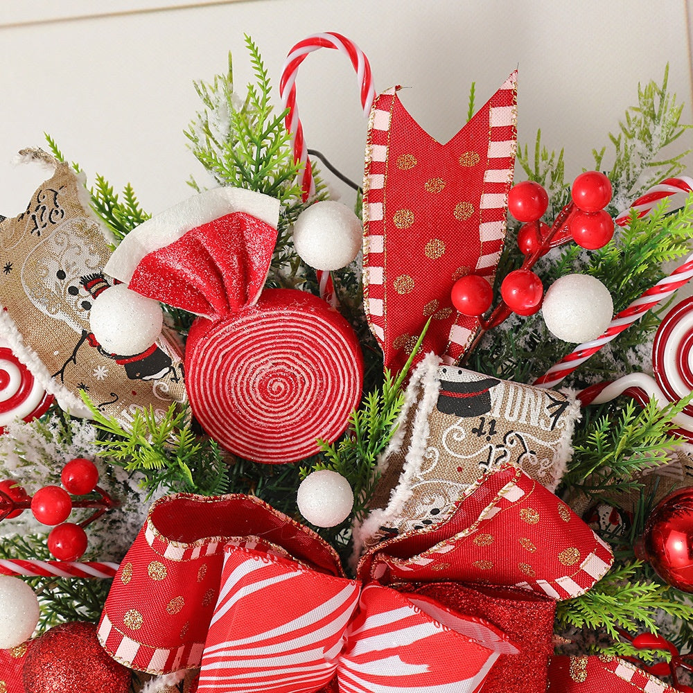 Festive Christmas Wreath & Upside Down Tree Garland Decor