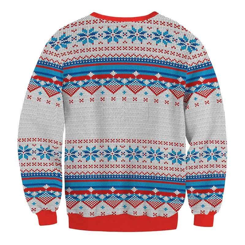 Cozy Festive Christmas Sweater with Santa and Tree Prints