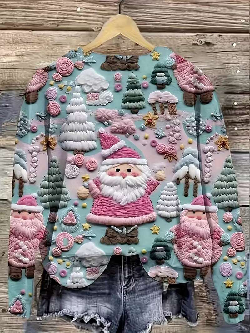 Women's 3D Christmas Pattern Pullover Sweatshirt - Sizes S-XXXL