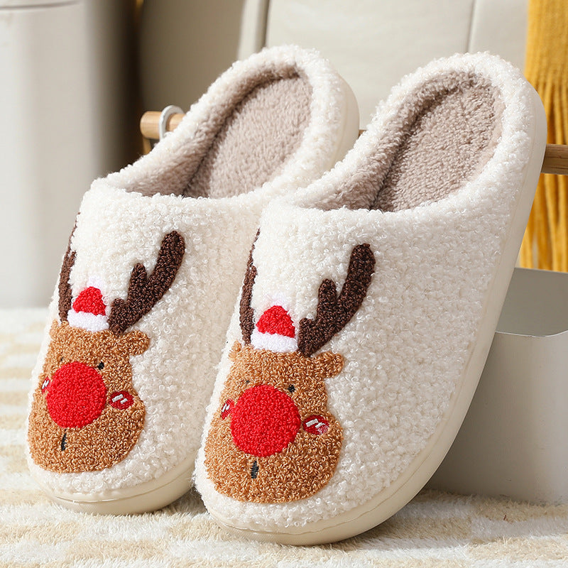 Cozy Christmas Elk Bedroom Slippers - Soft & Stylish House Shoes