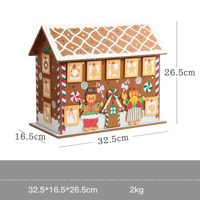 Handcrafted Wooden Christmas Calendar - Red & Green Decor
