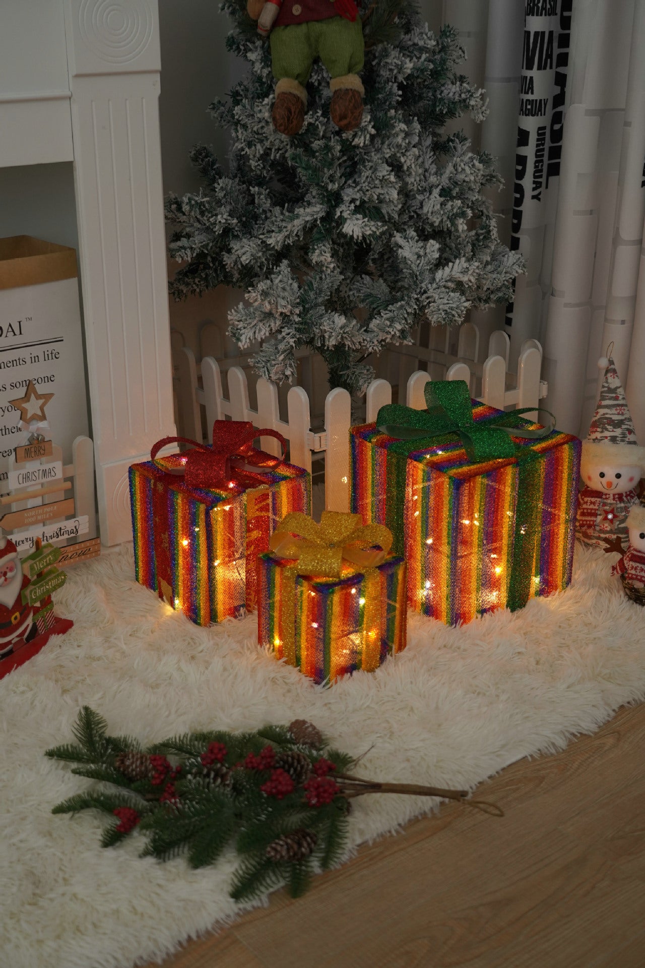 Battery-Powered LED Christmas Gift Box Decoration Lights Set