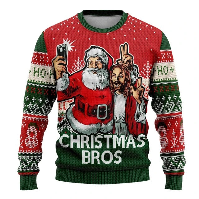 Unisex Funny Cartoon Santa Ugly Christmas Sweater Pullover