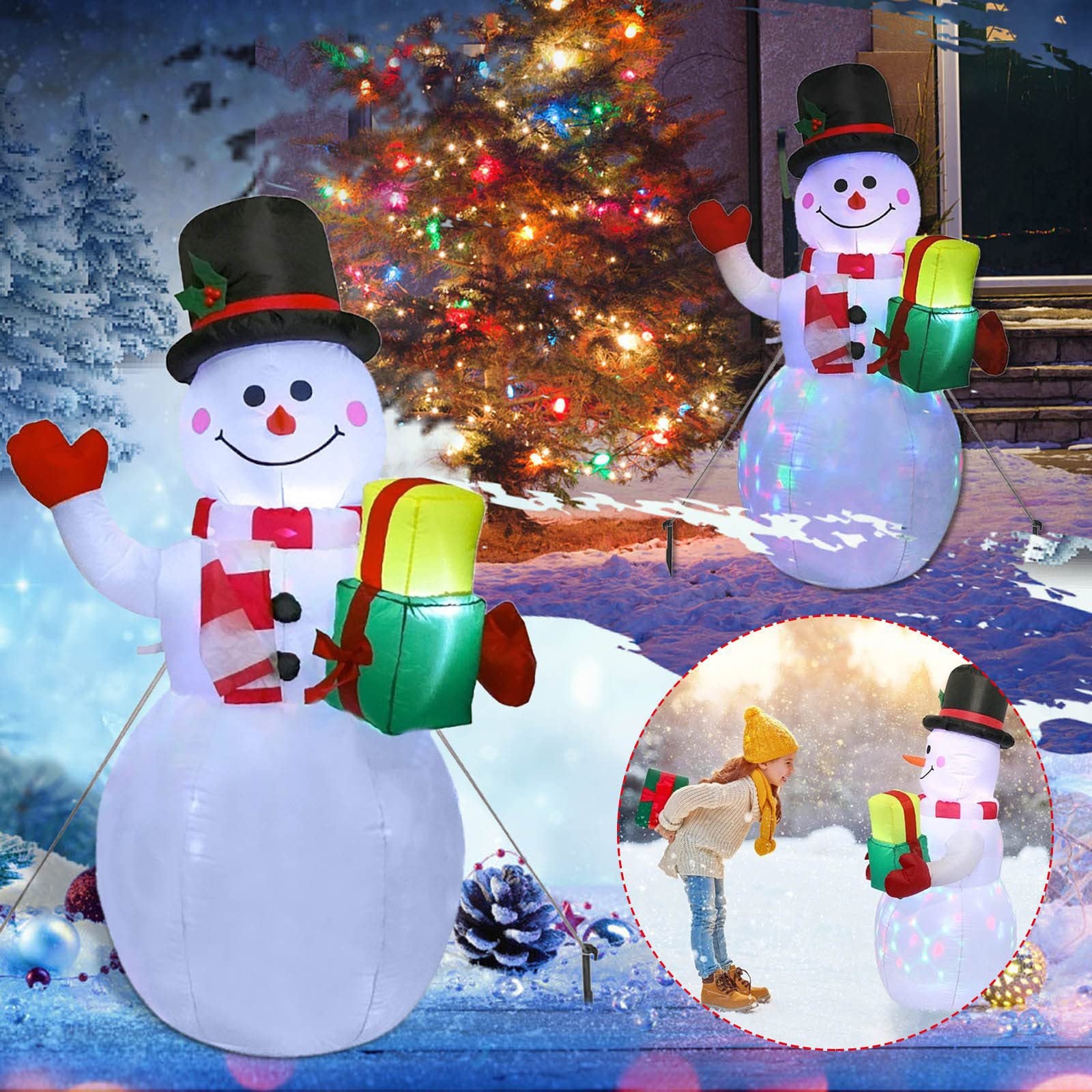 LED Christmas Inflatable Santa Snowman Tree Yard Decor