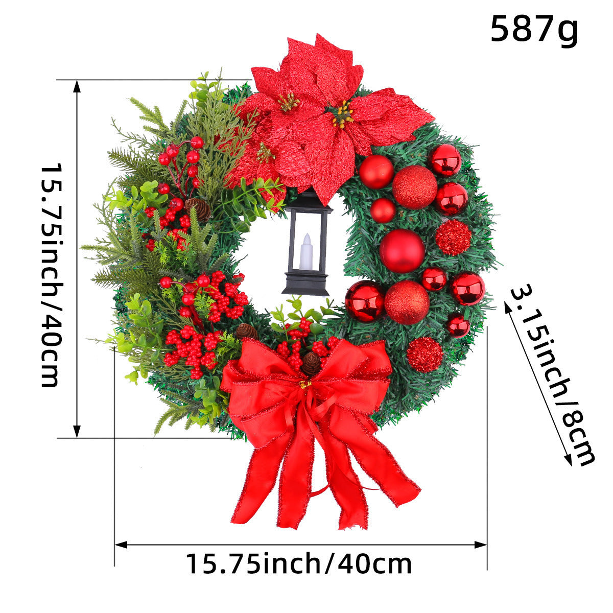 Festive Christmas Light Wreath for Door and Window Decor
