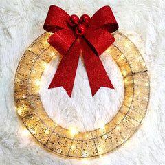 50CM LED Christmas Wreath with Bowknot - Warm Light Decor