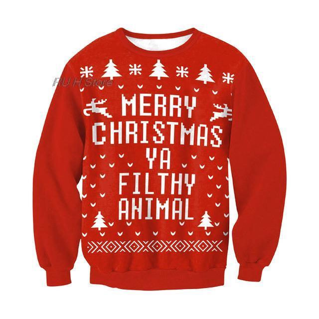 Youth Casual Ugly Christmas Sweater Santa Elf Design
