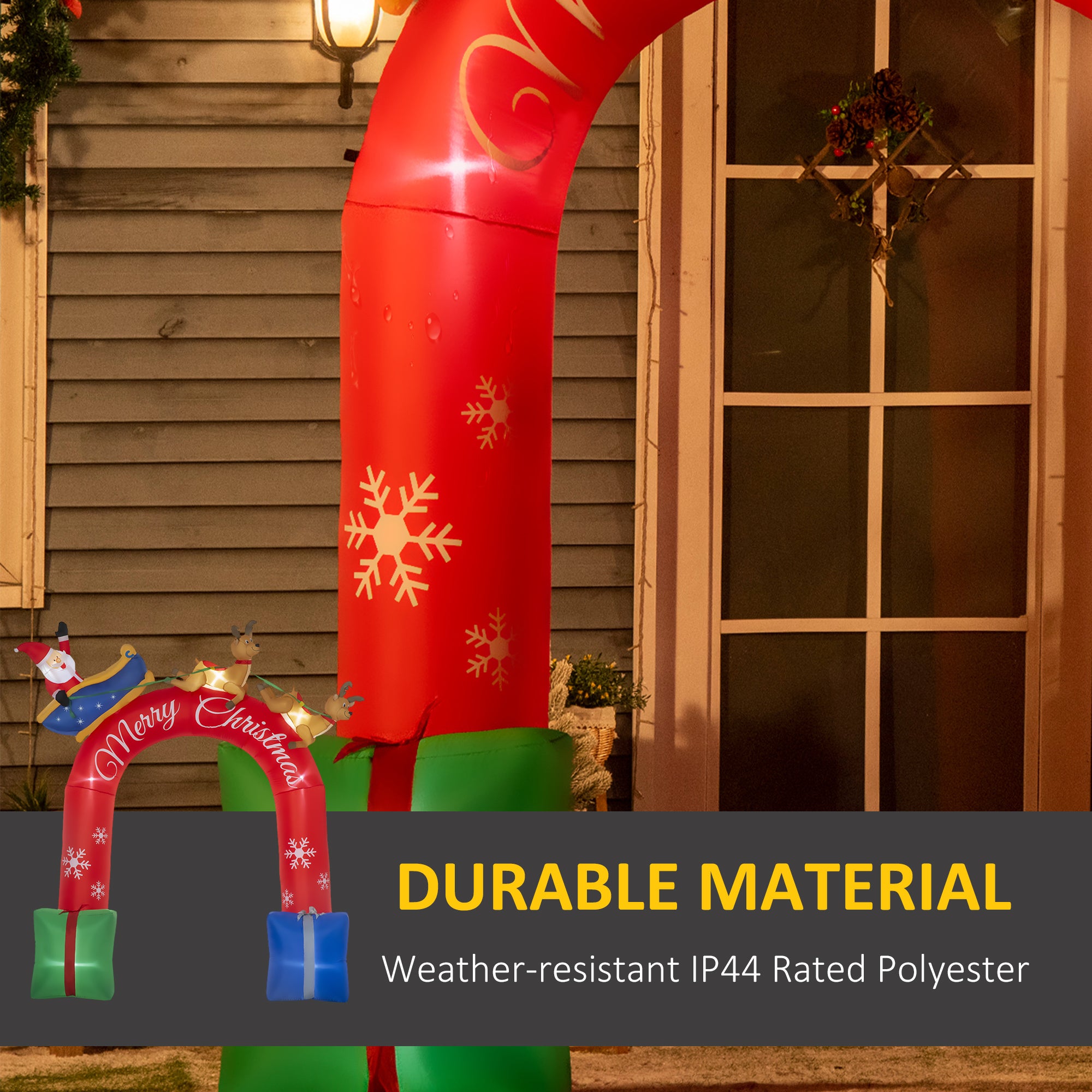 Inflatable Christmas Arch with Santa and Sleigh LED Lights