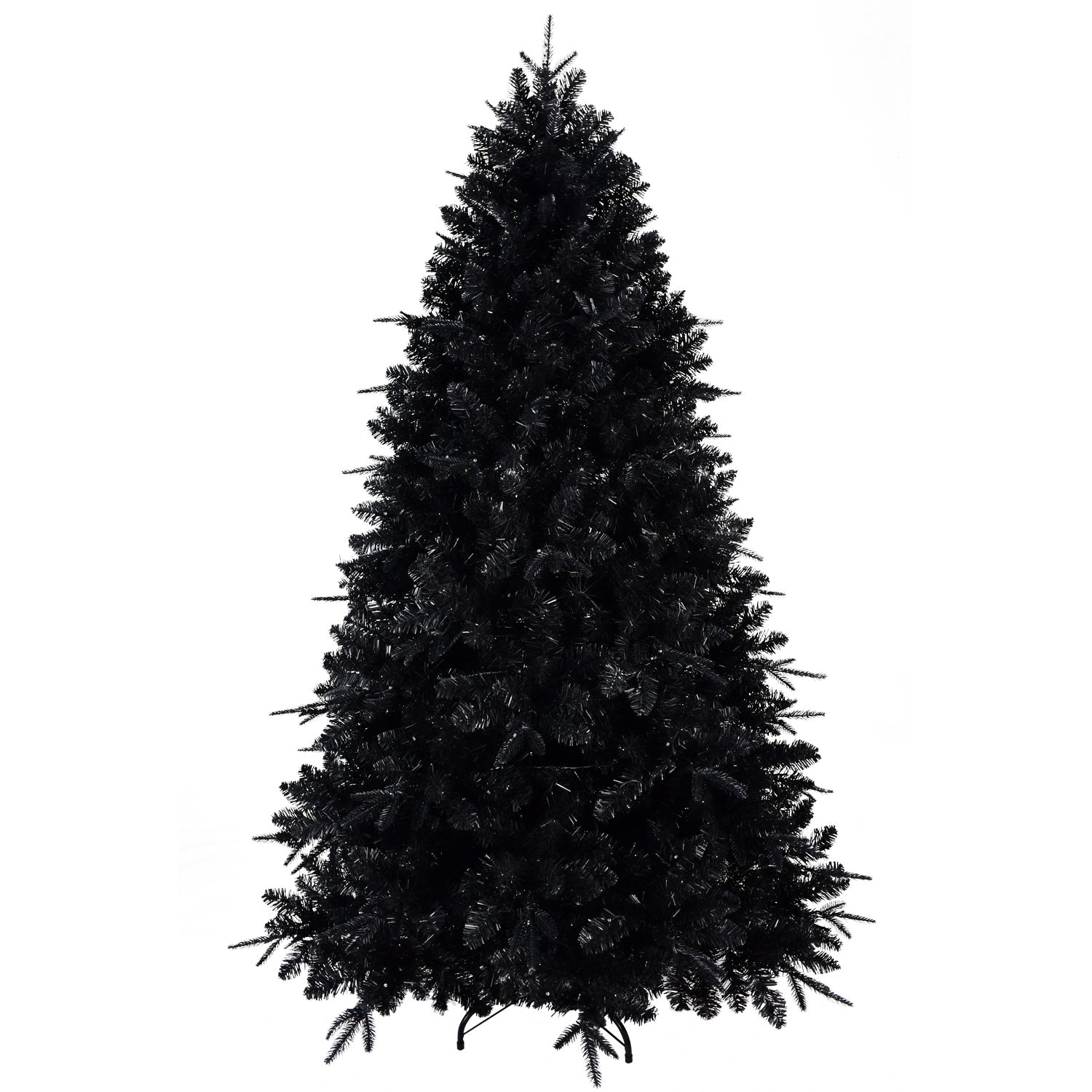 Black Christmas Tree with White Lights, 4ft-9ft, PE/PVC Mix