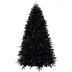 Black Christmas Tree with White Lights, 4ft-9ft, PE/PVC Mix