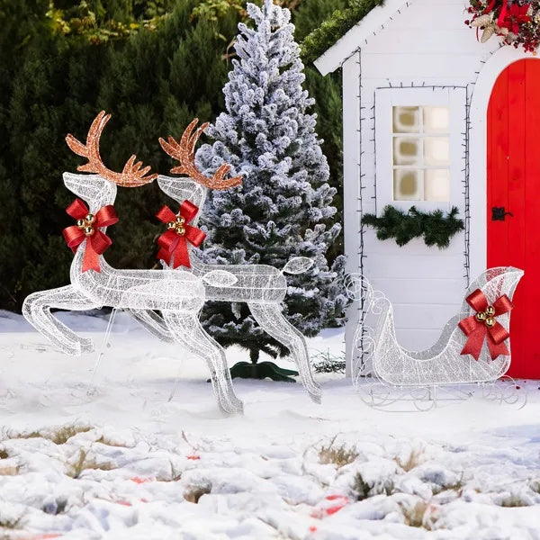 Lighted Reindeer & Sleigh Set with 270 LED Holiday Lights