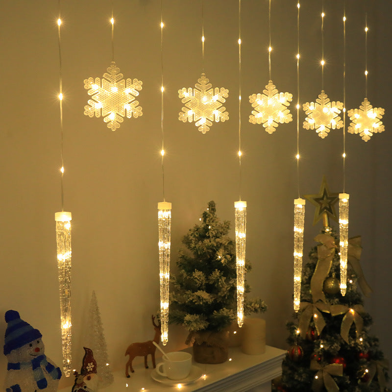 Colorful Snowflake Icicle USB Lights - 8 Modes for Christmas