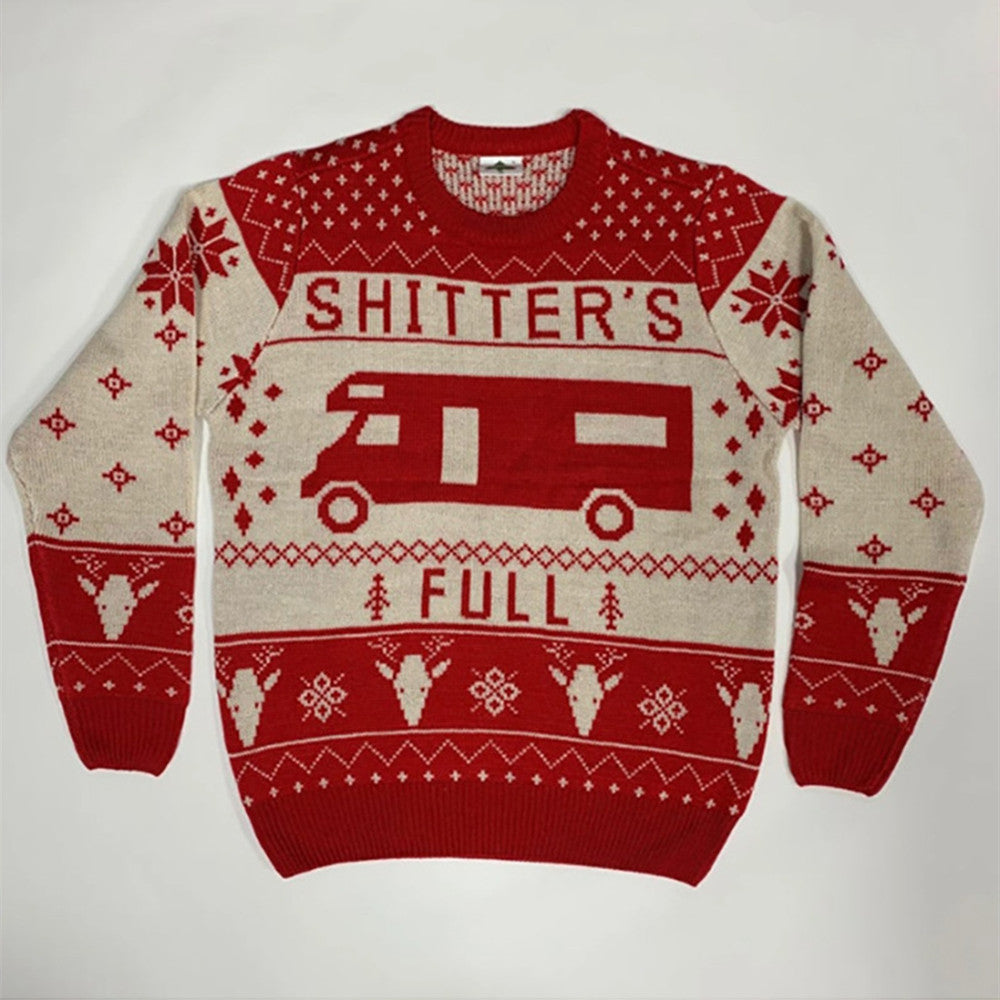 Men's Cartoon Jacquard Christmas Sweater in Various Colors