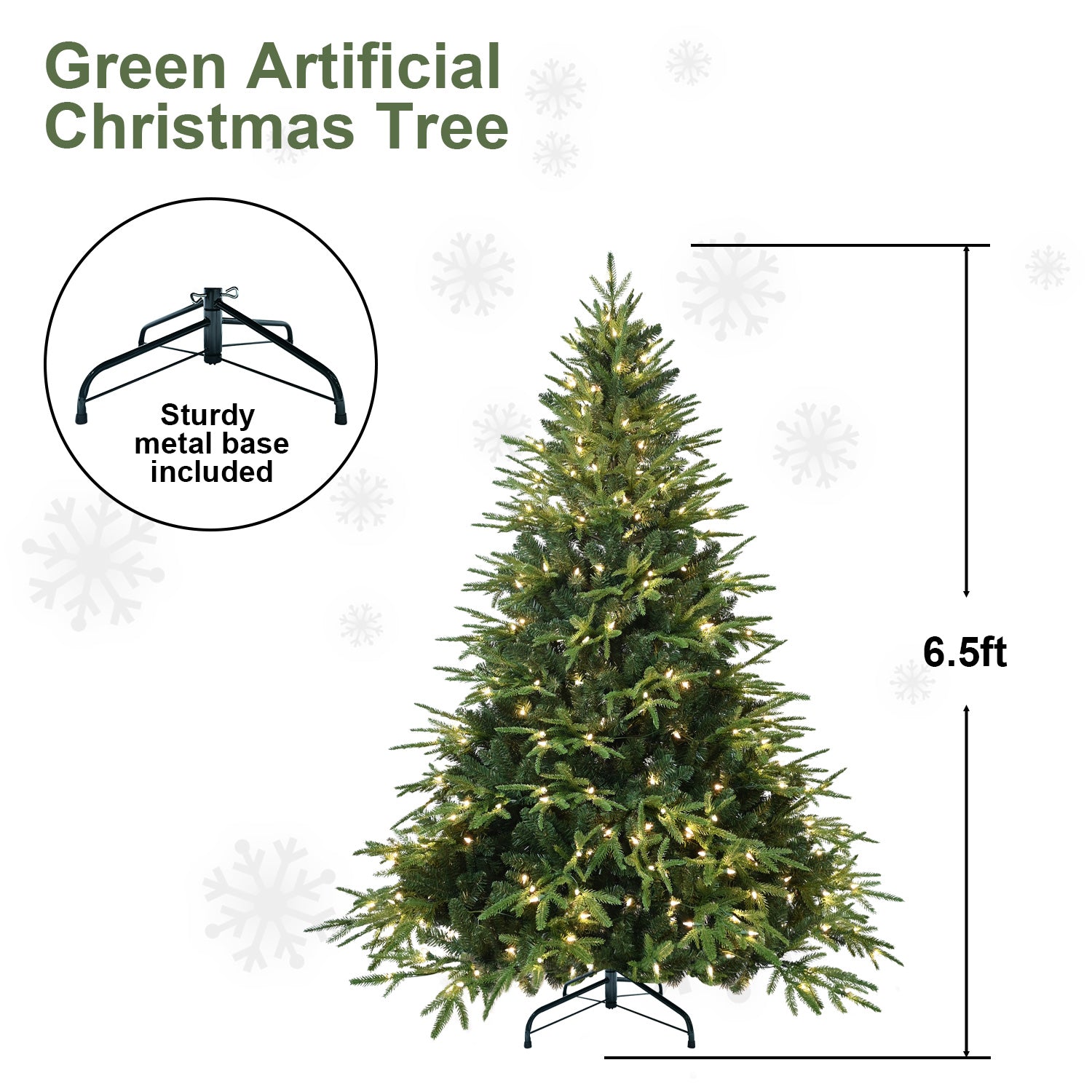 Hybrid PE/PVC Christmas Tree with Lights - Multiple Sizes