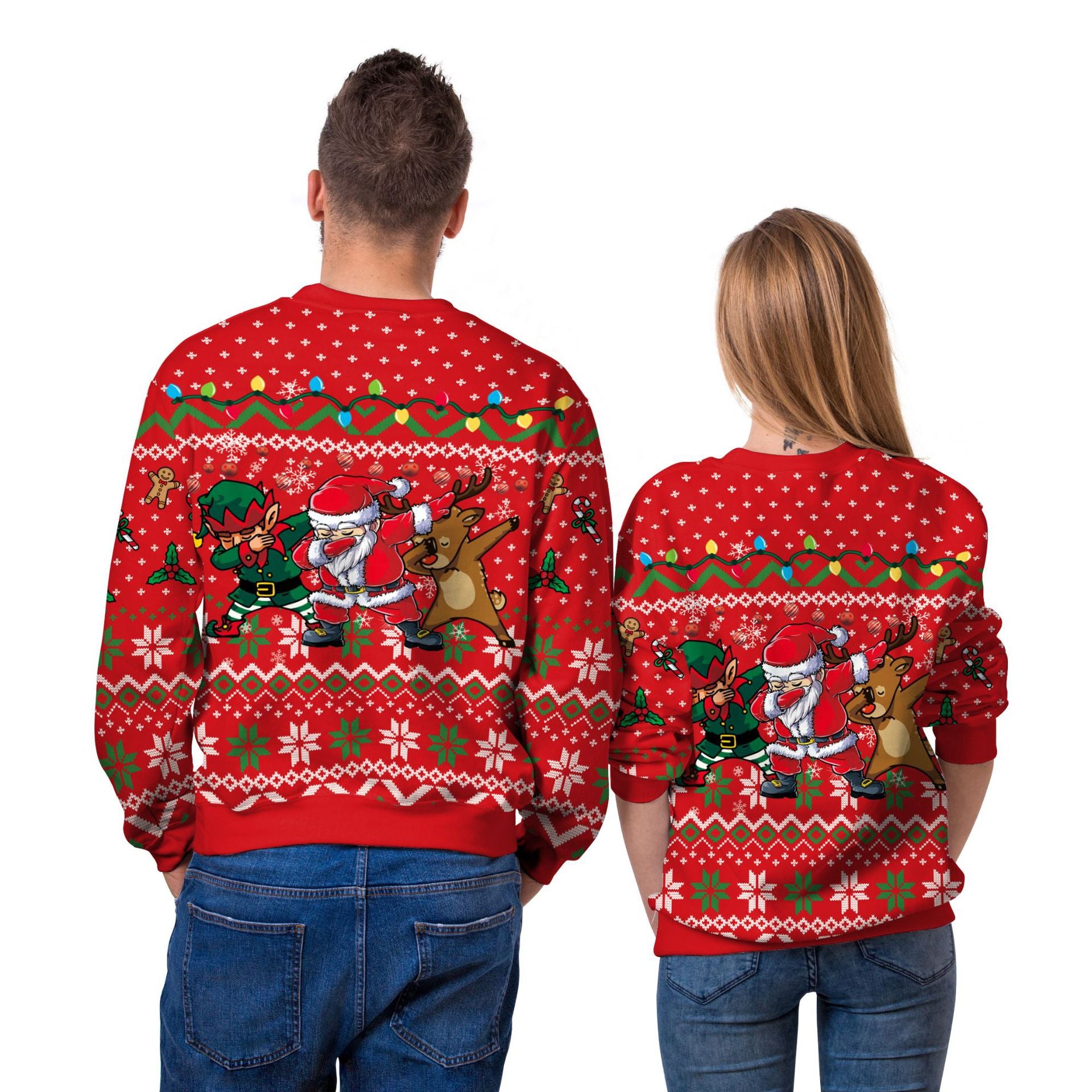 Unisex Digital Print Christmas Sweater - Polyester Top