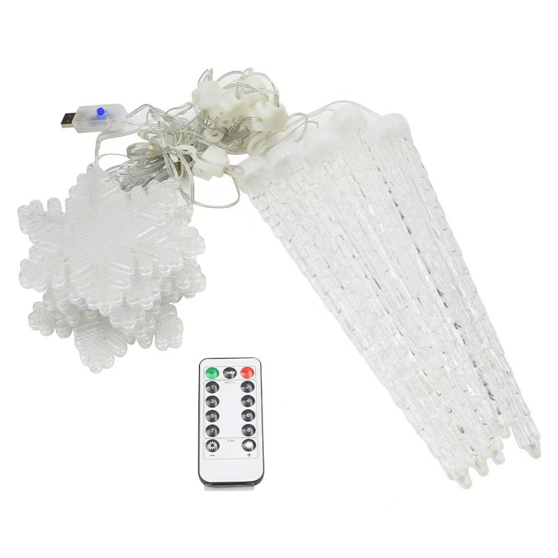 Colorful Snowflake Icicle USB Lights - 8 Modes for Christmas
