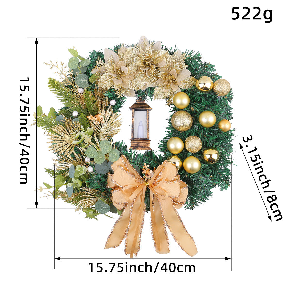 Festive Christmas Light Wreath for Door and Window Decor