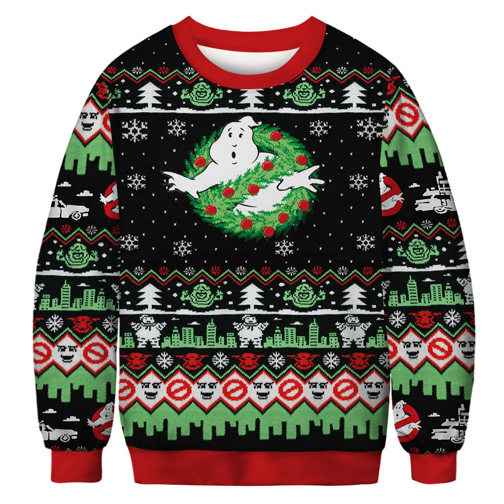Youthful Christmas Print Sweater - Trendy Street Style