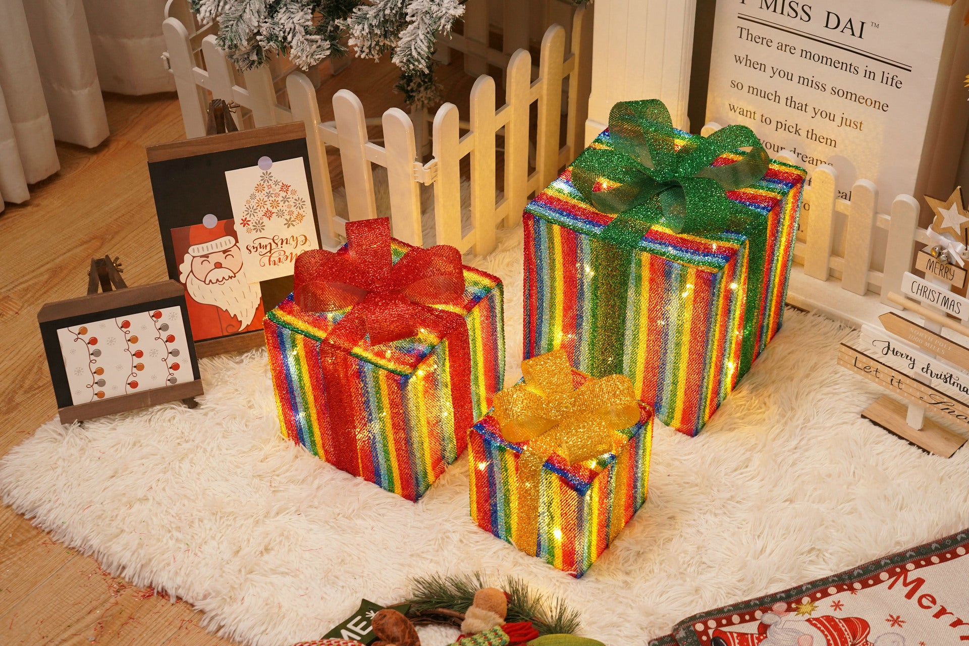 Battery-Powered LED Christmas Gift Box Decoration Lights Set