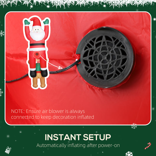 8ft Inflatable Dog Biting Santa - LED Light-Up Decoration
