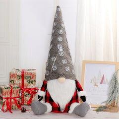 Festive Countdown Christmas Doll Ornaments - Gray/Red Hats