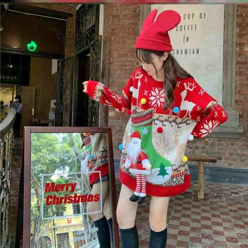 Cozy Red Christmas Sweater for Couples - Festive 3D Design