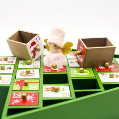 Handcrafted Wooden Christmas Calendar - Red & Green Decor