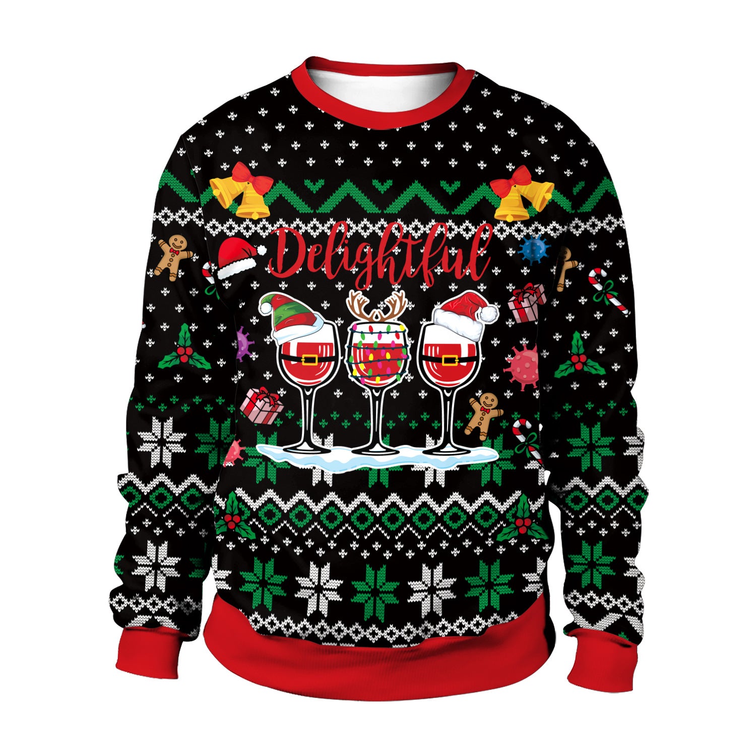 Unisex Digital Print Christmas Sweater - Polyester Top