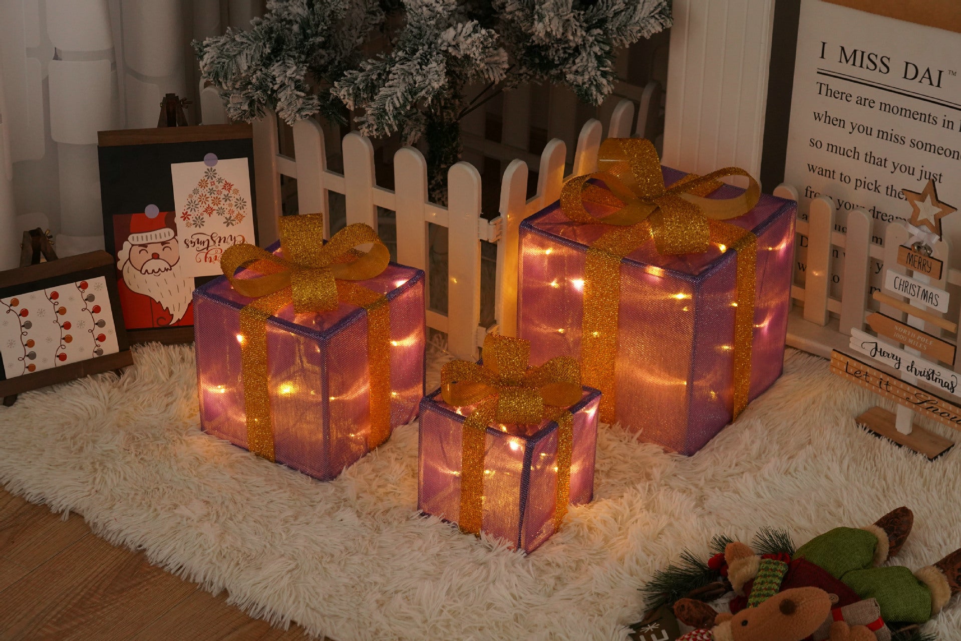 Battery-Powered LED Christmas Gift Box Decoration Lights Set