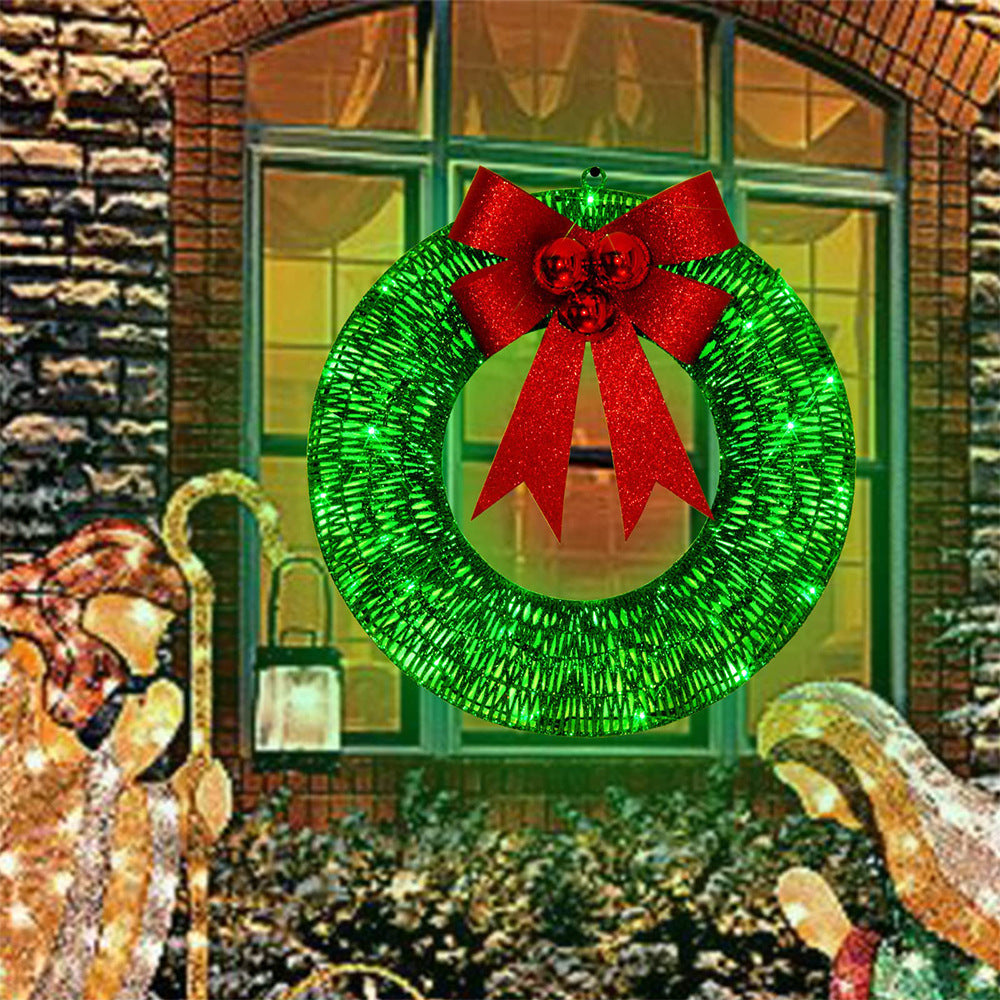 50CM LED Christmas Wreath with Bowknot - Warm Light Decor