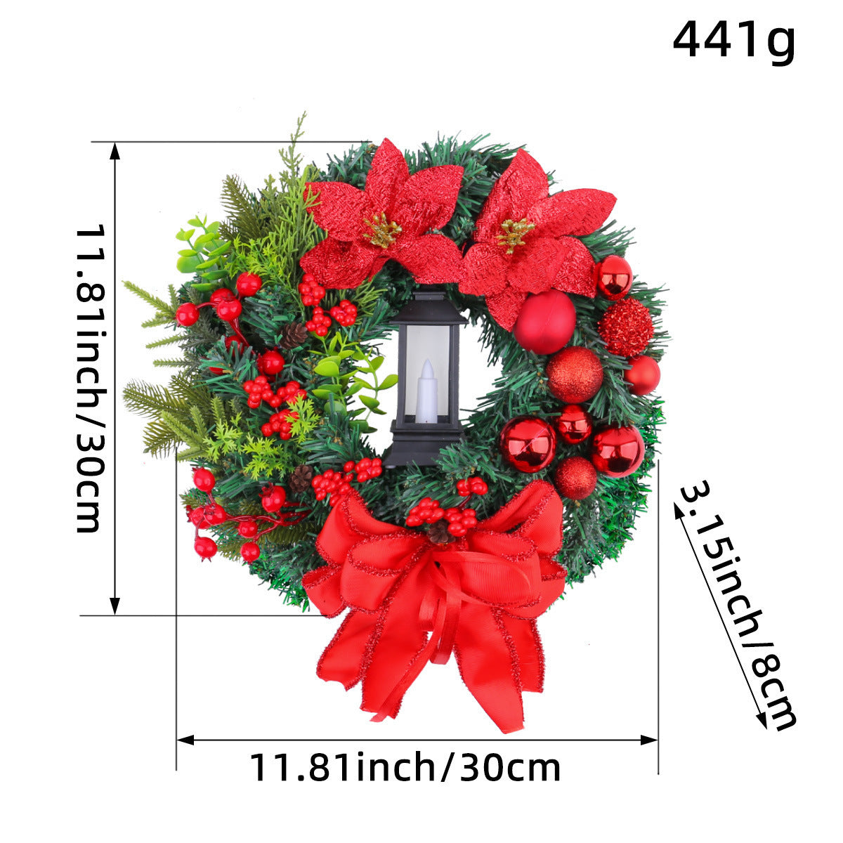 Festive Christmas Light Wreath for Door and Window Decor
