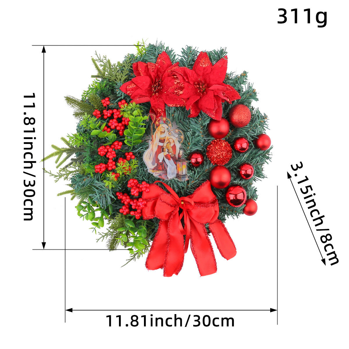 Festive Christmas Light Wreath for Door and Window Decor