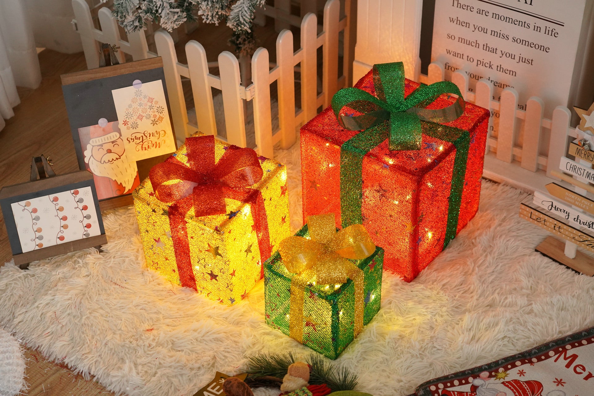 Battery-Powered LED Christmas Gift Box Decoration Lights Set