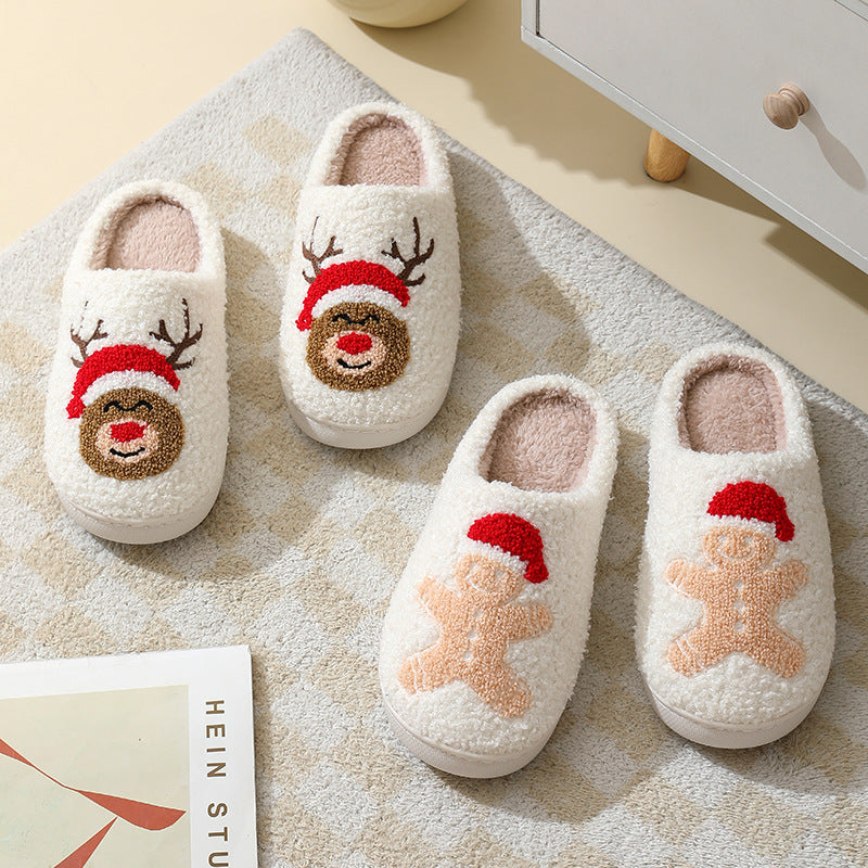 Cozy Cartoon Santa & Animal Winter Slippers for Couples