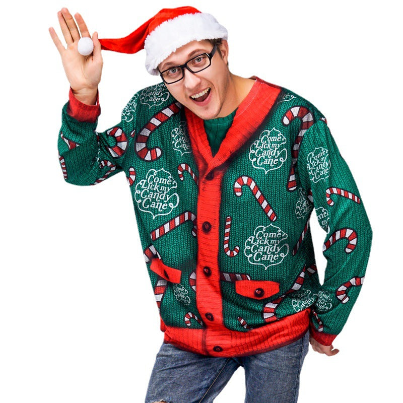 Men's Christmas Sweater Long Sleeve T-shirt - Polyester Stage Wear