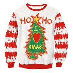 Men's Christmas Tree Striped Sweater with Digital Print Design
