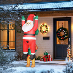 8ft Inflatable Dog Biting Santa - LED Light-Up Decoration