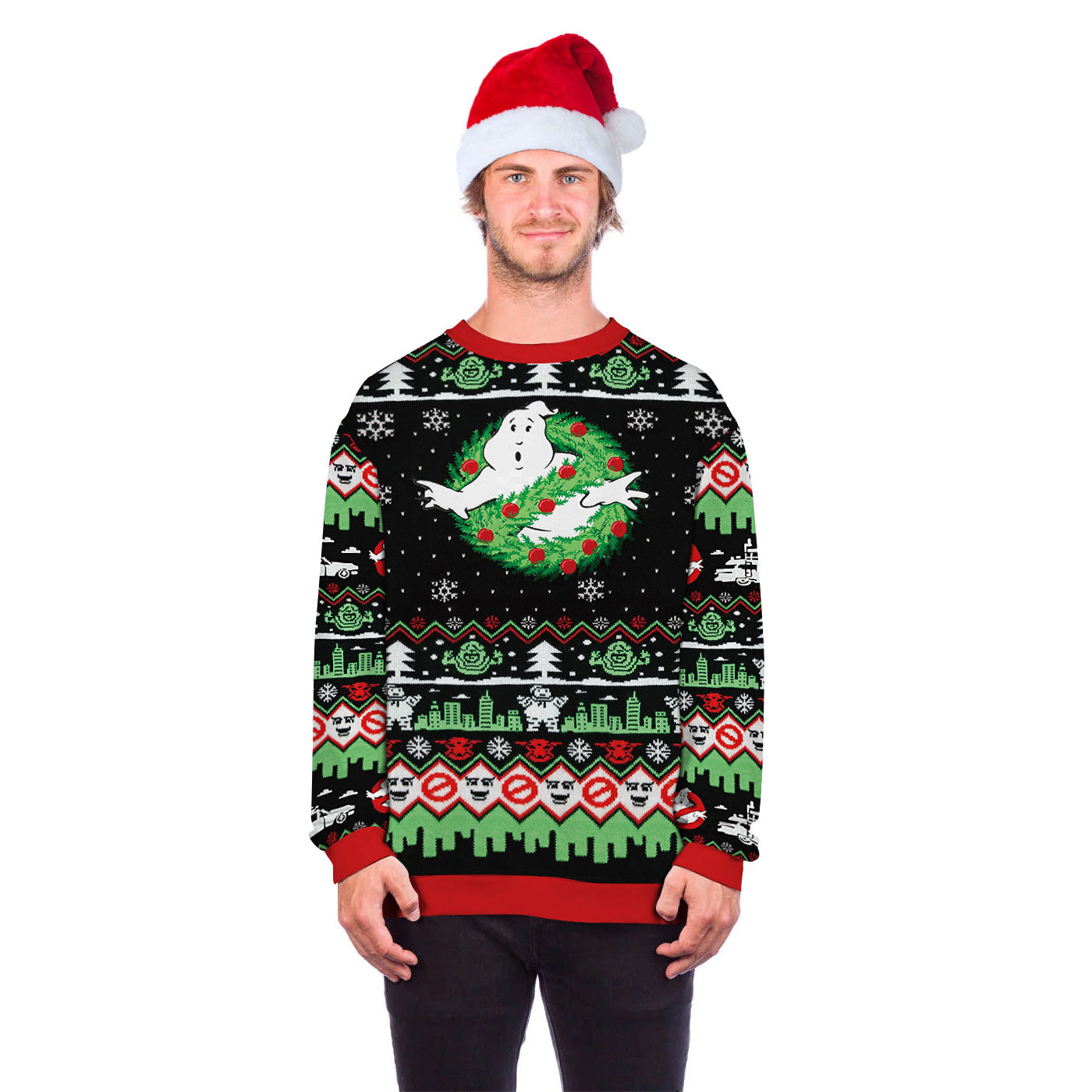 Youthful Christmas Print Sweater - Trendy Street Style