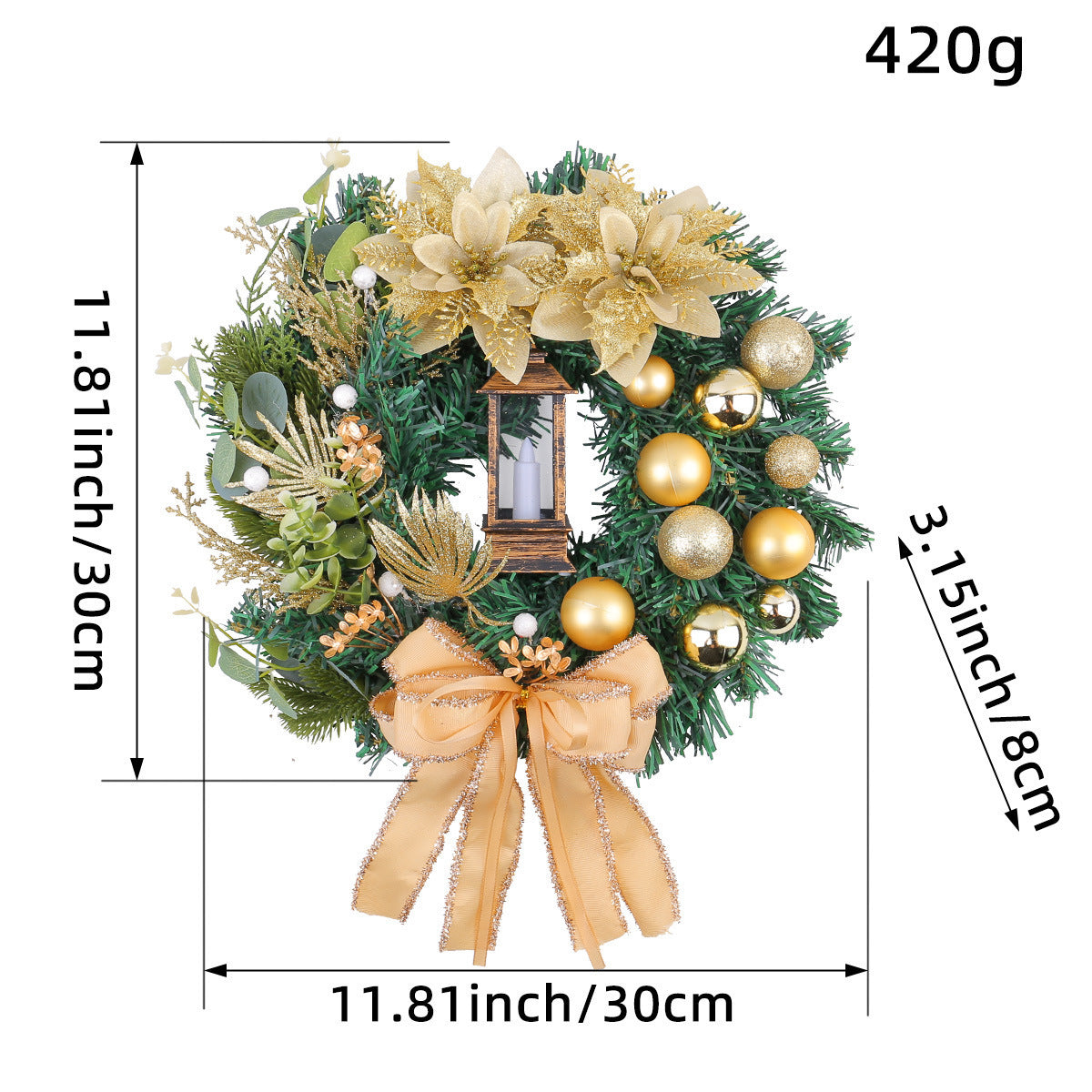 Festive Christmas Light Wreath for Door and Window Decor
